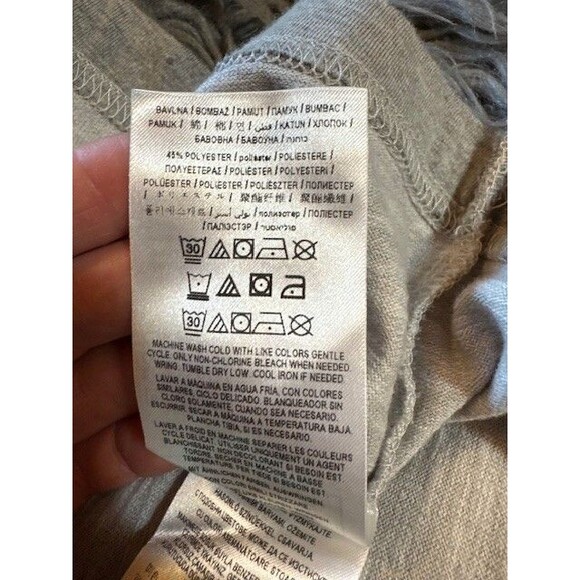 Mens Guess Los Angeles Textured Raised Logo Henley MED Grey Short Sleeve EUC - Picture 8 of 11